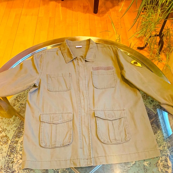 ✨ Abound✨Khaki Military Jacket W/Four Front Pockets & Left Arm Patch - Picture 1 of 15